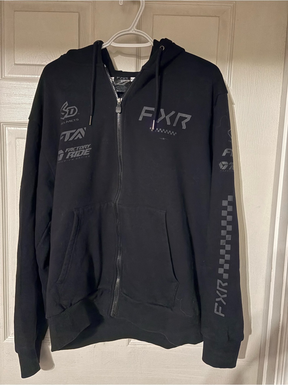 FXR Men's Black Full-Zip Hoodie with Subtle Racing Logos